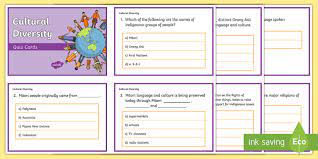 Try the following trivia biology quiz questions and answers to see how much you know. Cultural Diversity Quiz Cards