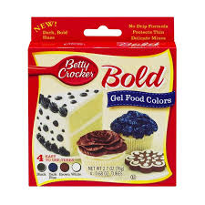 Liquid gel colorants are similar in consistency to runny honey. Betty Crocker Gel Food Colors Bold Black Dark Blue Brown White 4 Ct 0 68 Oz Instacart