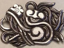 Spratling Of Mexico Silson Inc Antique Large Unique Museum Art Nouveau Brooch Vintage Signs Jade Crystal Finger Plays