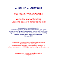 Pdf Aurelius Augustinus Het Werk Van Monniken De Opere Monachorum Vertaald En Ingeleid