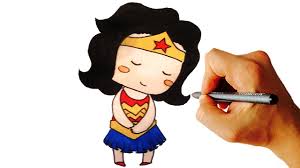 Free customization on custom kids' clothing! How To Draw Wonder Woman Chibi Kids Art Lesson Youtube