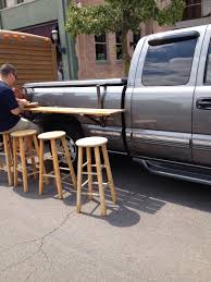 Truck Bed Picnic Table Make From Aluminum Tubing To Make It Lighter And Use Aluminum Folding Stools Great For T Truck Bed Camper Truck Bed Camping Truck Bed