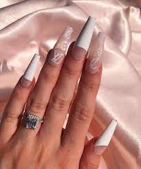 Lv Baddie Nail Set White Acrylic Nails Acrylic Nails Long Acrylic Nails