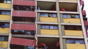 Jalan loke yew near tsun jin high school. Walls Of Loke Yew Flat Units Blown Off During Hailstorm