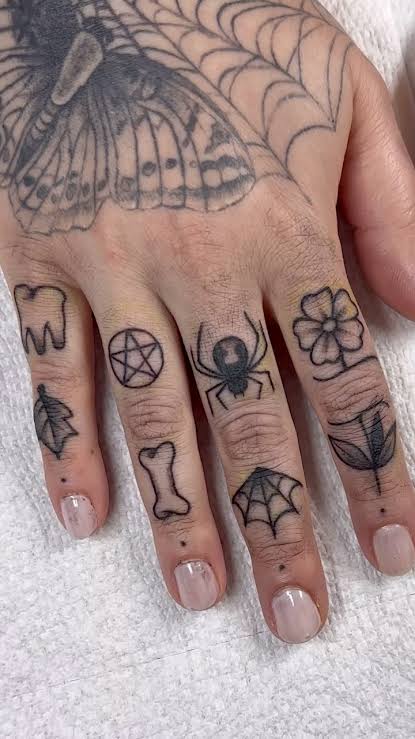 Spooky finger tatts Thanks for the trust Ashley. Hand tattoos not ...
