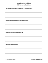 Relationship Building My Partner S Qualities Relationship Worksheets Relationship Building Relationship Health