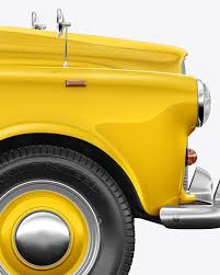 Retro Cab Car Mockup Side View In Vehicle Mockups On Yellow Images Object Mockups