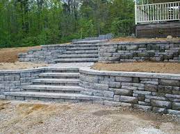 Terraced Retaining Walls Terraced Ashlar Block Wall Good Gardening Landscaping Retaining Walls Backyard Retaining Walls Terraced Landscaping