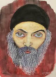 A Watercolour & pen sketch of 'Acharya Rajneesh'