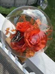 Vintage Butterfly Faux Flowers Glass
