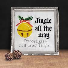 Each pattern is 181 stitches (width) by 79 stitches (height), and measures approximately 11.5 inches by 5 inches when stitched on 32. Jingle All The Way Half Assed Jingler Christmas Sleigh Bells Cross Stitch Pattern Jingle All The Way Christmas Cross Stitch Holiday Cross Stitch