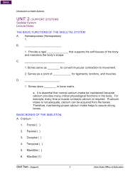 Check spelling or type a new query. Unit 2 Support Systems Skeletal System Lecture Notes The