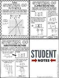 Student Friendly Systems Of Equations Notes Systems Of Equations Math Notebooks Math Interactive Notebook
