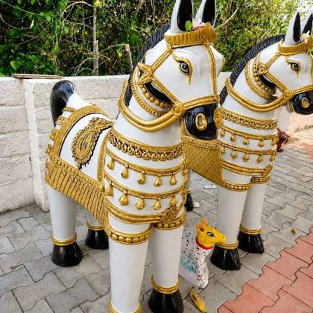 Painted terracotta horses outside Ayyanar temples in Tamil Nadu