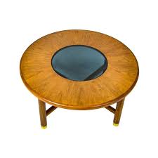 Wood table top + marble base. G Plan Teak Wood Round Coffee Table With Smoked Glass Top And Brass Feet Design Addict Coffee Side Tables