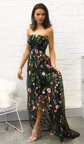A softly sweeping layered soft net skirt enhances Floral Embroidered Dress Mesh 4027f2