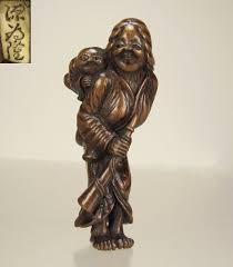 Book description honolulu 1976, reed. Tametaka Superb Edo Period Japanese Boxwood Netsuke Mother And Child Item 1381626