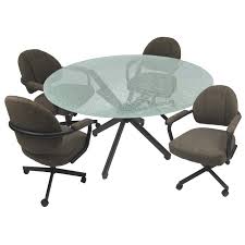 Upholstered dining chairs casters allknown info. Glass Dinette Set With Wheels Swivel Caster Chairs M70 Overstock 27814506