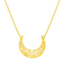 14k solid gold total diamond weight: 14k Gold Crescent Moon Necklace Jewelry America