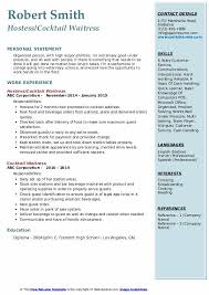 cocktail waitress resume samples