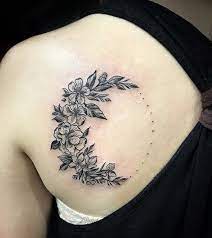 Floral Crescent Moon Tattoo Moon Tattoo Tattoos Crescent Moon Tattoo