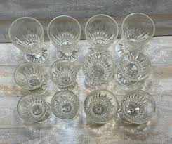 Hazel Ware Starlight Stemware Starter Set 12 pc Glasses Vintage MCM Crystal  Cut