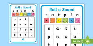 Blending practise using only s, a t, p, i & n. Roll A Sound Activity Mat Phase 2 S A T P I N
