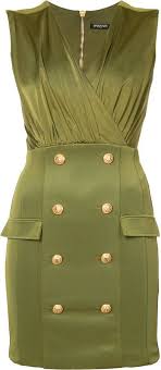 Balmain Military Cocktail Dress Green 2020