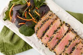 Season the tuna portions with togarashi, salt and ground pepper. Tuna Tataki Salad Healthy With Nedihealthy With Nedi