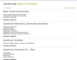 Javascript Basic Examples W3schools Javascript Examples Tutorial Sites Javascript