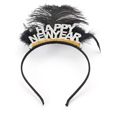 Glittery Happy New Year Feather Headband 9 60 Liked On Polyvore Featuring Accessories Hair Acce Feather Headband New Year Headband Polka Dot Headband