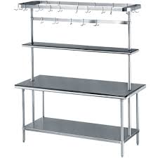 Advance Tabco Ms 305 Prsc Stainless Steel Work Table With Undershelf Overshelf And Pot Rack 30 X 60 Stainless Steel Work Table Work Table Table