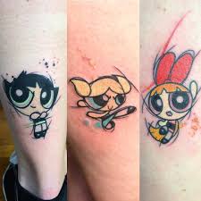 Darren Bishop On Instagram Got To Do These Powerpuff Girl Tattoos Yesterday For 3 Sisters Thank Matching Sister Tattoos Three Sister Tattoos Powerpuff Girl