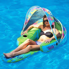Margaritaville Inflatable Cabana Chair Lounge Raft Float With Canopy Sun Shade Walmart Com Pool Floats Inflatable Pool Floats Inflatable Pool
