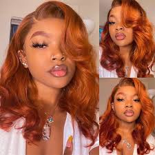 13x4 Dark Ginger Lace Front Wigs Human Hair Body Wave Orange Ginger Brown Brazilian HD Lace Front Human Hair Wigs Glueless 150% Density Pre Plucked