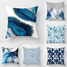 Old sofa cushions sag and lose their ability to return to form, making for an uncomfortable experience when sitting. New Creative Blue Abstract Design Printed Cushion Covers 45x45cm Home Office Sofa Waist Pillow Covers Polyester Linen Pillowcase Cushion Cover Aliexpress