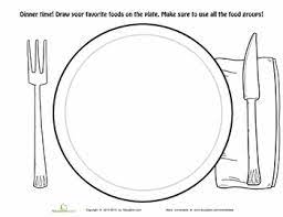 Here is a cute coloring page i illustrated for my little girl as a way to help her learn what is on a seder plate. Dinner Plate Worksheet Education Com Dinner Plates Food Pyramid Kids Healthy Plate