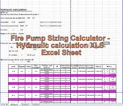 Engineering Xls Fire Pump Sizing Calculator Hydraulic Calculation Xls Excel Sheet