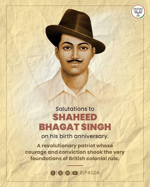 Tributes to Shaheed Bhagat Singh on his birth anniversary, the revolutionary who ignited India's freedom struggle. 🙏🏻