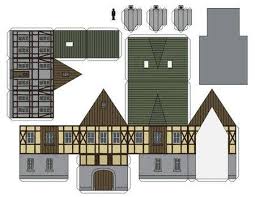 The Paper Model Of An Old Half Timbered House Paper Models Paper House Template House Template