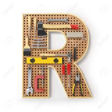 Robot, rainbow, radish, rabbit, rock, rocket. Letter R Alphabet From The Tools On The Metal Pegboard Isolated On White 3d Illustration Stock Photo Picture And Royalty Free Image Image 106361952