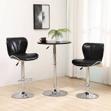 A drawer and two hooks on the side put things you need at the table close at hand. 2x Black Bar Stools With Bar Table Set Breakfast Table Chair Chrome Legs Kitchen Ebay