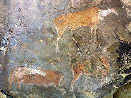 South Africa The Draksenburg This Is San Rock Art It Was Painted In A Rock Shelter Circa 1200s Ce Rock Art Art Africa