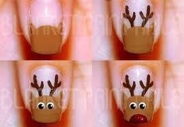 Nail Design Idea For Christmas Rudolph Manicure Alldaychic Christmas Nail Art Easy Christmas Nails Easy Christmas Nails
