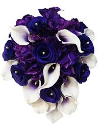 Cascading callas real touch calla lilies bouquet in plum and picasso purple with pearls this is the calla lily bouquet to have at your wedding! Buy Sweet Home Deco Real Touch Calla Lily Wedding Bride Bouquet Boutonniere Corsage Artifiial Flower Wedding Flower Package Purple Cascading Calla Lilies Rose Hydrangeas By Wedding Bouquets Sweet Home Deco Online At Low Prices In India