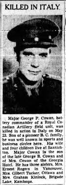 Lieut. George R.E. Westcott from Lacombe Street ,Côte-Des-Neiges Montreal,  1st Survey Royal Canadian Artillery. Fought in Italy and the Netherlands.