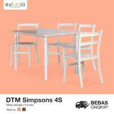 Kami adalah produsen furniture jepara yang menjual lengkap furniture dapur mulai dari meja makan dan kursi makan atau bahkan lemari dapur dan kitchen set. 1 Set Meja Makan 4 Kursi Makan Olympic Dtm Simpsons 4s 100 Free Ongkir Shopee Indonesia