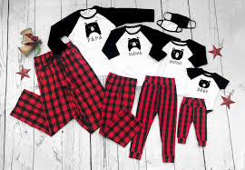Bear Family Buffalo Plaid Christmas Pajama Set Newborn To Unisex 2xl Black White And Buffalo Plaid Matching Family Holiday Pajama Set