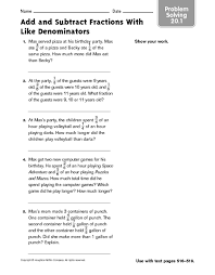 The numbers are written as words. Add And Subtract Fractions With Like Denominators Problem Solving 20 1 Worksheet For 3rd 5th Grade Lesson Planet