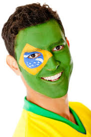 Man with flag of Brazil painted on his face - isolated over a white  background | Freestock photos